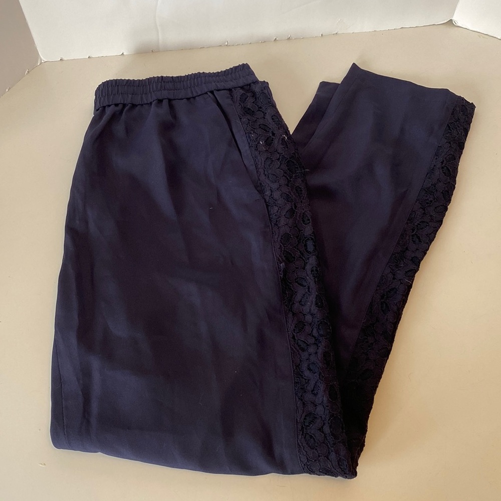 NWT LOFT Navy Pants with Lace Tuxedo Stripe (Size S)